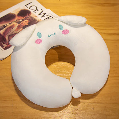 Kuromi My Melody Cinnamoroll Hello Kitty Pom Pom Purin Cute Soft Plush U-shaped Pillow Kawaii Plush Portable Pillow