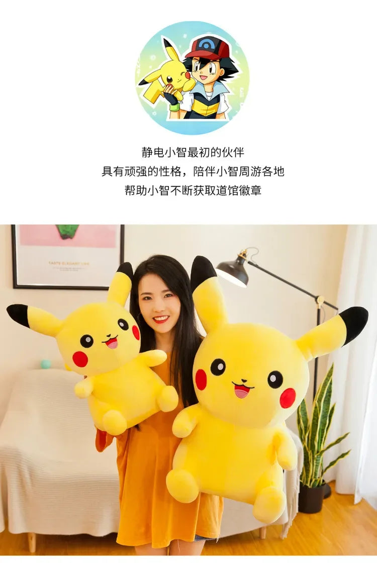 25/30/40/70CM Big Size Pokemon Pikachu Plush Cartoon Animal Stuffed Toys Kawaii Ornament Cushion Plushies Children Toy Gift