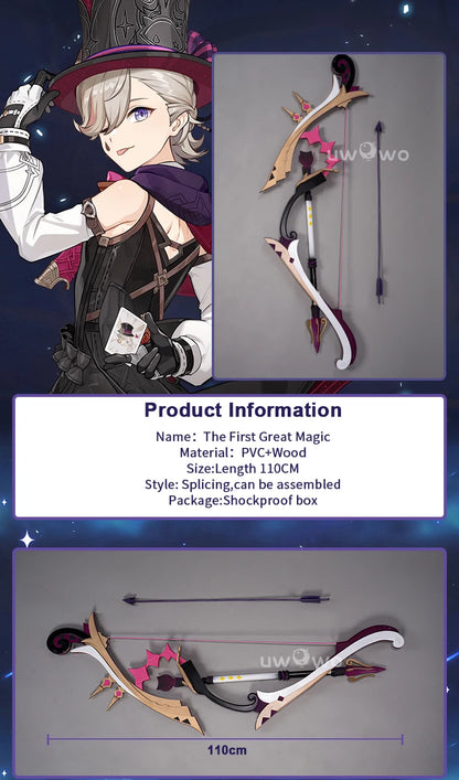 Genshin Impact Cosplay Wooden Weapons Lyney Props  Great Magic Bow Arroww