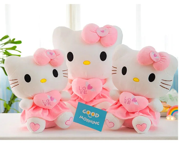 Aoger Cute Hello Kitty Pink Plush Stuffed Toys Cartoon Plushie Doll Soft Stuffed Pillow Toys For Children Birthday Xmas Gifts