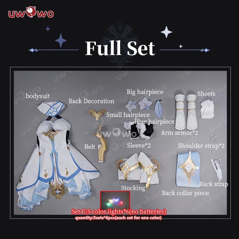 LAST BATCH UWOWO Traveler Lumine Cosplay Costume Game Genshin Impact Female Lumine Dress Full Set Oufits with Shinning Lights
