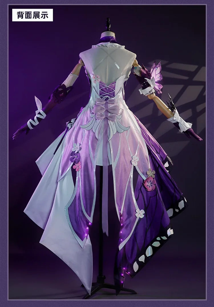 Honkai Star Rail Castorice Cosplay Costume Wig Dress Headwear Earrings Butterfly Props Halloween Party for Women Girls Carnival