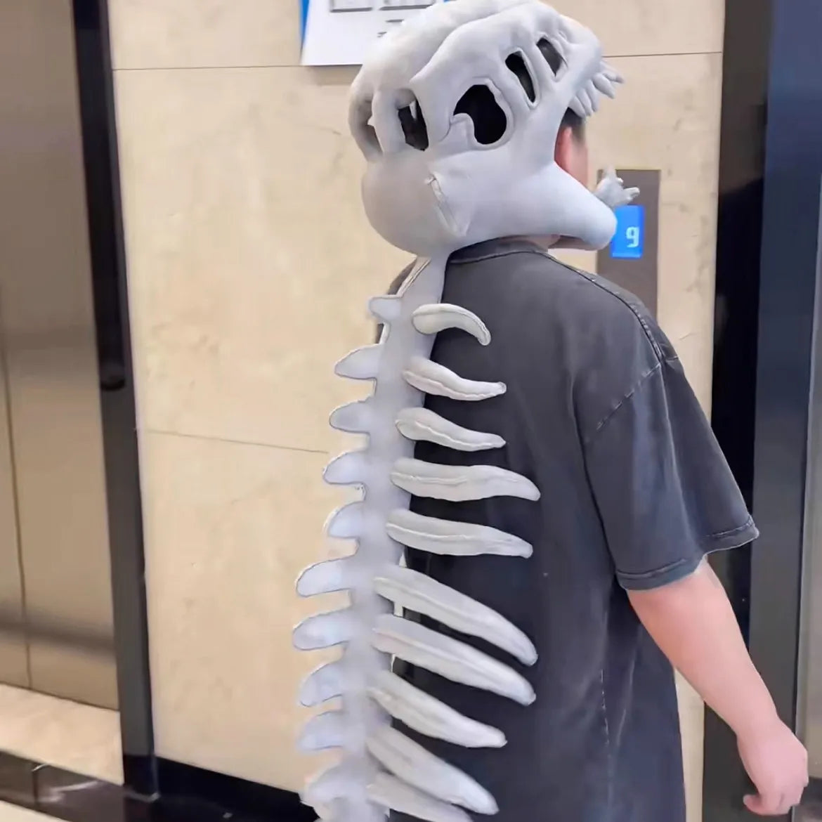 Large Size 120cm Realistic Dinosaur Skeleton Costume Set Funny Headgear Cosply Dress Up Clothing Plush Toys Creative Gifts