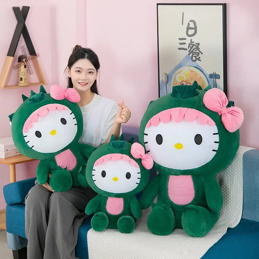 35cm Aoger Hello Kitty Cos Dinosaur Kawaii Cartoon Plush Doll Toys Soft Throw Pillow Back Cushion Girls Birthday Toyd Gifts