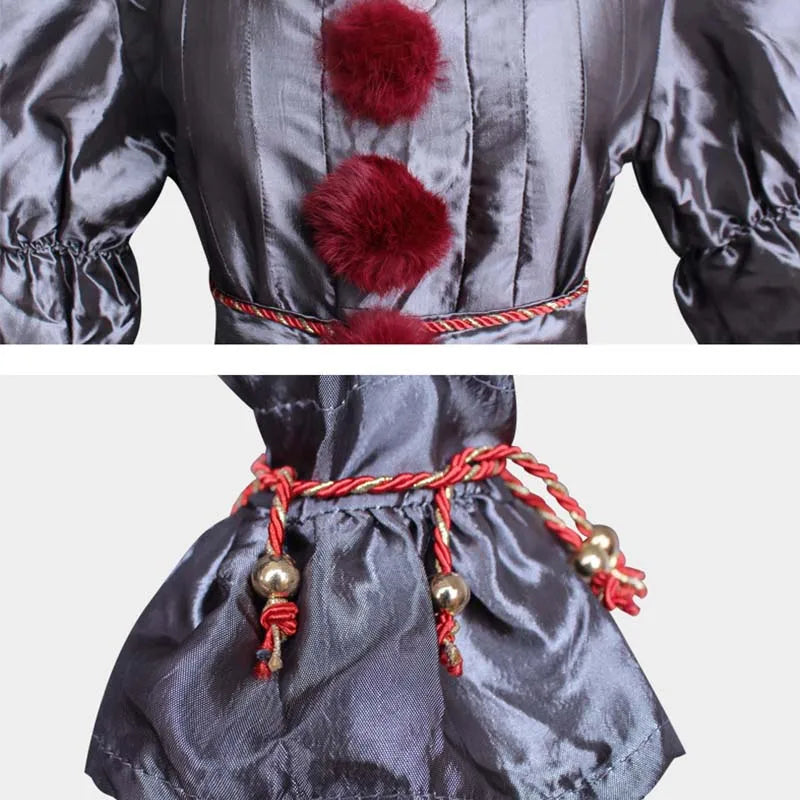 HOMCHEE TRENDS Pennywise Clown Costume 130CM Satin Chiffon