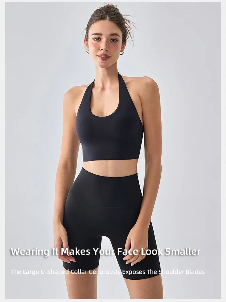 Sexy Sports Bra for Women Halter Yoga Tank Top Seamless Shockproof Push Up Fitness Gym Workout Fast Dry Underwear