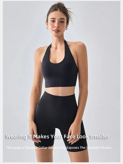 Sexy Sports Bra for Women Halter Yoga Tank Top Seamless Shockproof Push Up Fitness Gym Workout Fast Dry Underwear