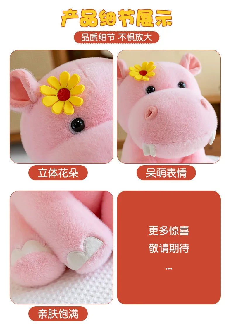 New 55cm Large Size Hippo Plush Toy Fluffty Kawaii Plushie Doll Simulation Hippo Doll Anime Cute Stuffed Animals Soft Plush Gift