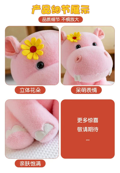 New 55cm Large Size Hippo Plush Toy Fluffty Kawaii Plushie Doll Simulation Hippo Doll Anime Cute Stuffed Animals Soft Plush Gift