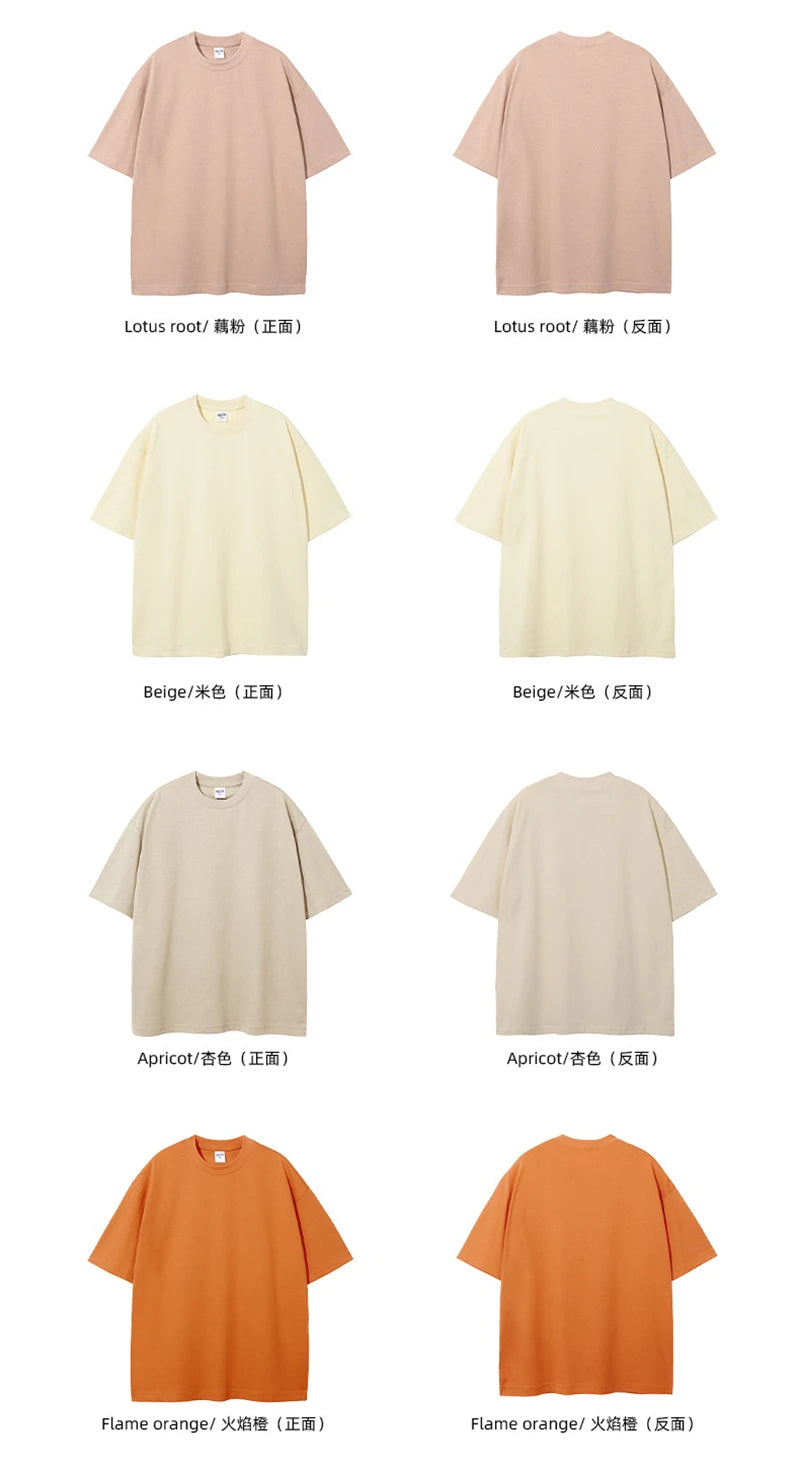 ZODF New Spring Summer Men 305gsm Cotton T Shirts Unisex Heavy Weight Oversized FG Noshrink Basic Solid T-Shirt Tees HY0165