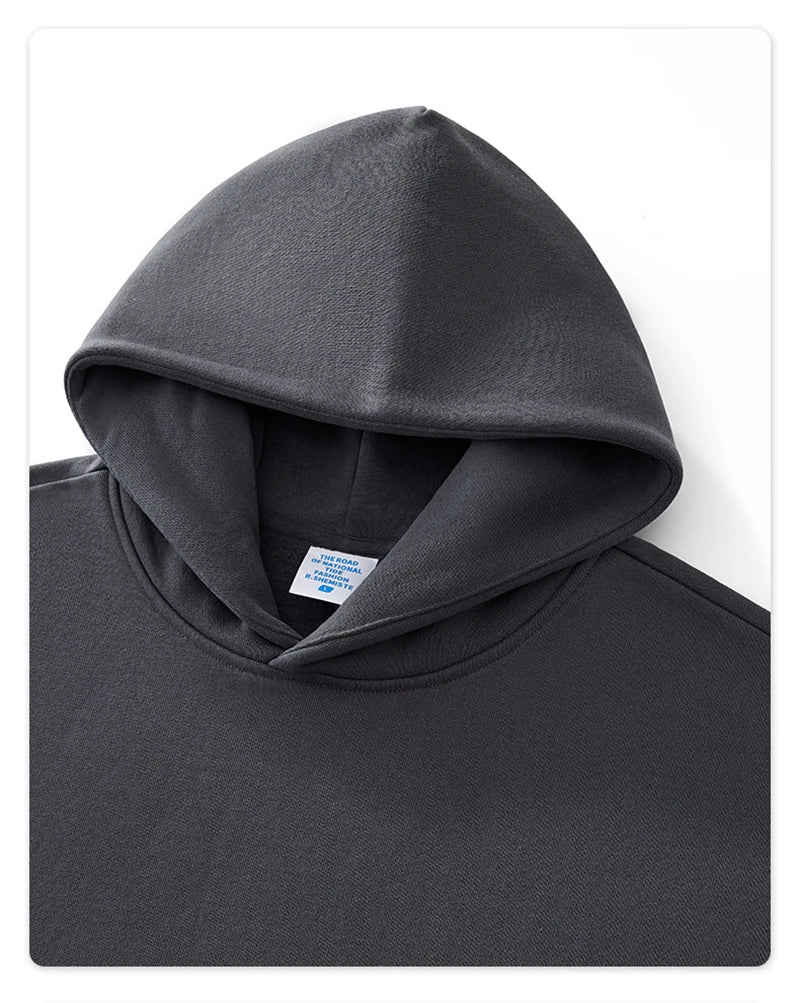 ZODF Fashion Winter Men 500gsm Fleece Hoodies Unisex Loose Fit Heavy Weight Thick Warm Hooded Pullovers Coats Streetwears HY0045