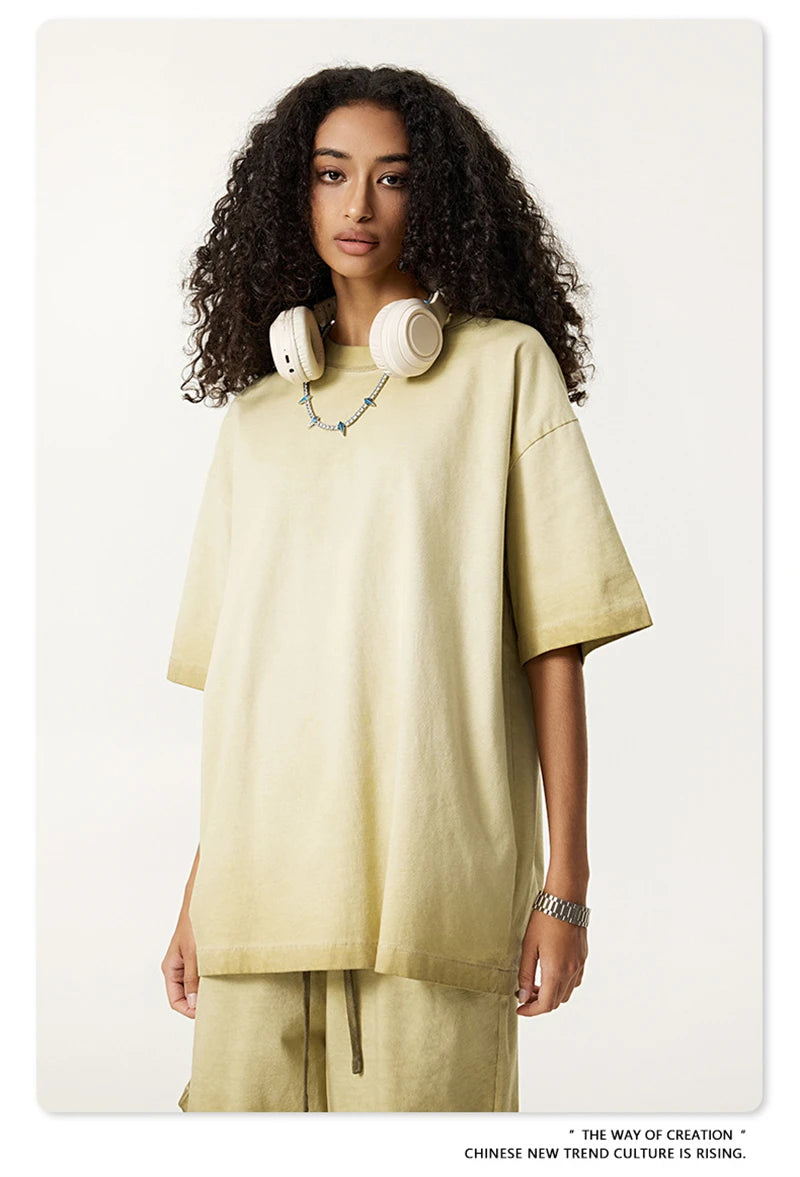 ZODF 2025 Summer Washed 275gsm Solid Cotton T-shirt For Men Unisex Oversized Short Sleeve T Shits Brand Tops HY0981