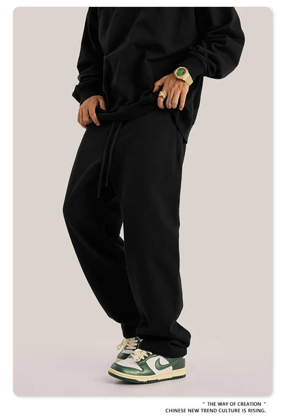 ZODF New 2025 Autumn Men's 445GSM Sweatpants Unisex High Street Soft Knitted Straight Pants Brand Streetwears Tracksuits HY0382