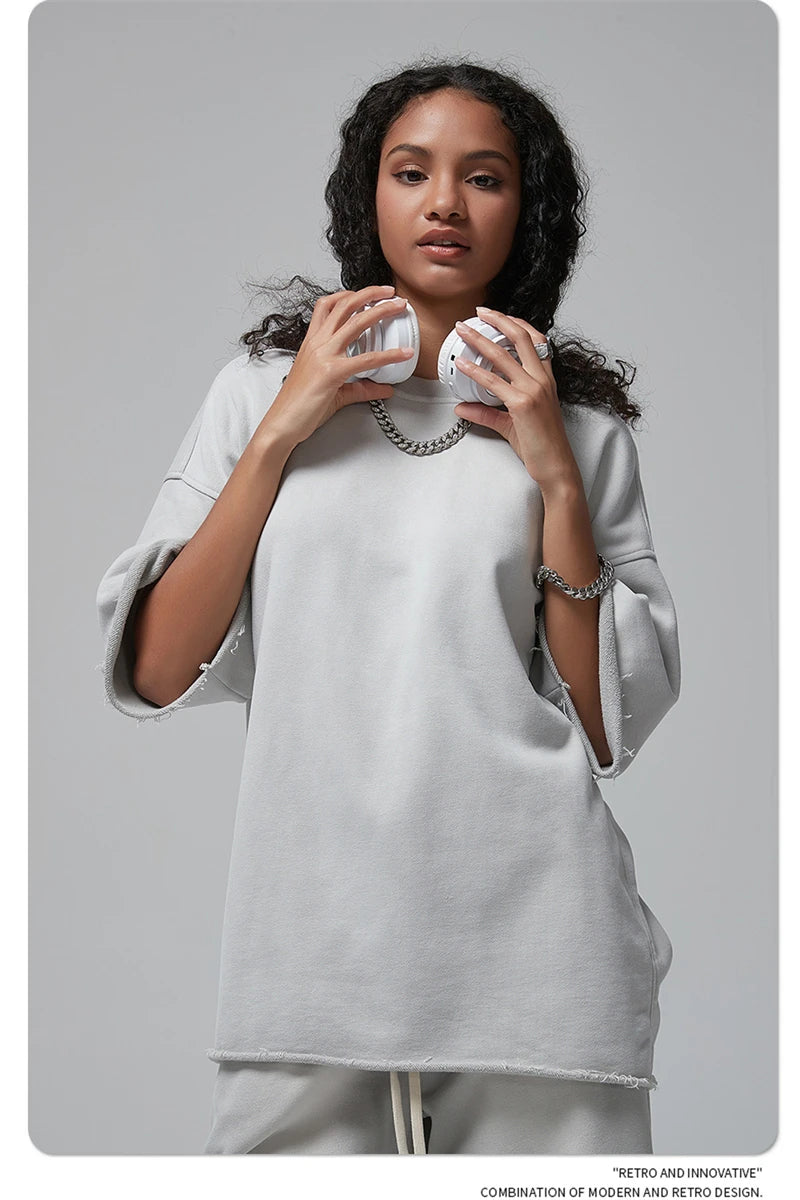 ZODF Spring Summer Men Washed Spray Dyeing T Shirts Unisex Heavy Weight Plush Distressed 360gsm T-Shirt Brand Tops HY0780