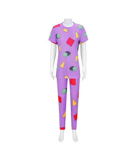 None Mira Light Purple Bear Pajamas Unisex Polyester Set