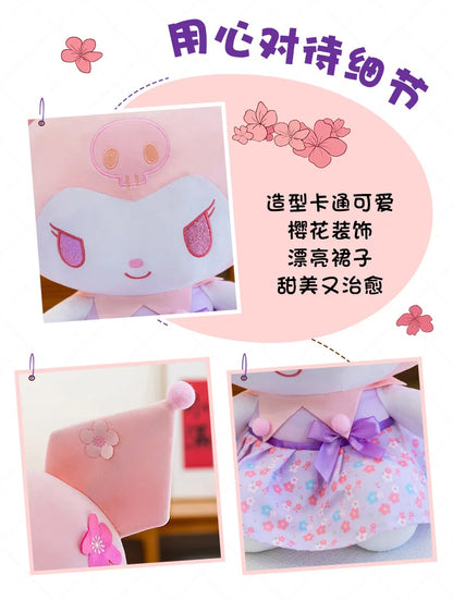 New Sanrio Pink Peach Hello Kitty Plush Toy Cat Doll Kuromi My Melody Stuffed Animal for Girls Birthday Xmas Gift Soft Cute Kids