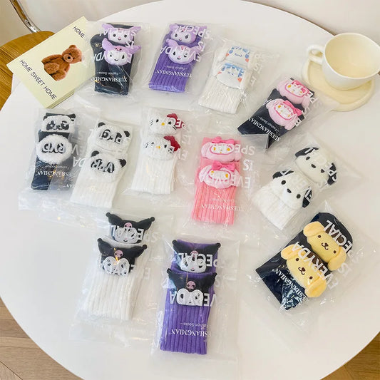 New Cartoon Sanrio Kuromi Melody Cinnamoroll Socks For Children'S Girls Anime Kawaii Kawaii Style Mid-Tube Trendy Student Socks