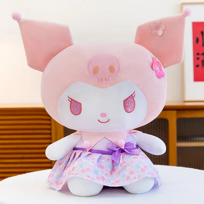 New Sanrio Pink Peach Hello Kitty Plush Toy Cat Doll Kuromi My Melody Stuffed Animal for Girls Birthday Xmas Gift Soft Cute Kids