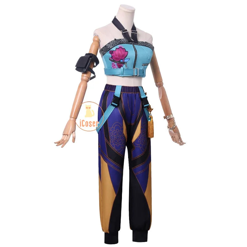 Anime Movie KPop Demon Hunters Zoey Cosplay Costume Uniform Huntrix Rings Earrings Festival Halloween Party for Women Girls Prop