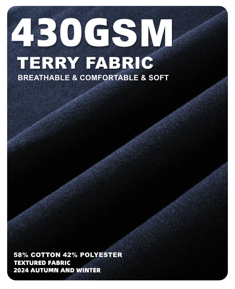 ZODF 2024 Autumn Winter Men's Basic O-Neck Sweatshirt Unisex Loose Solid 430gsm Terry Pullovers Streetwears HY0910