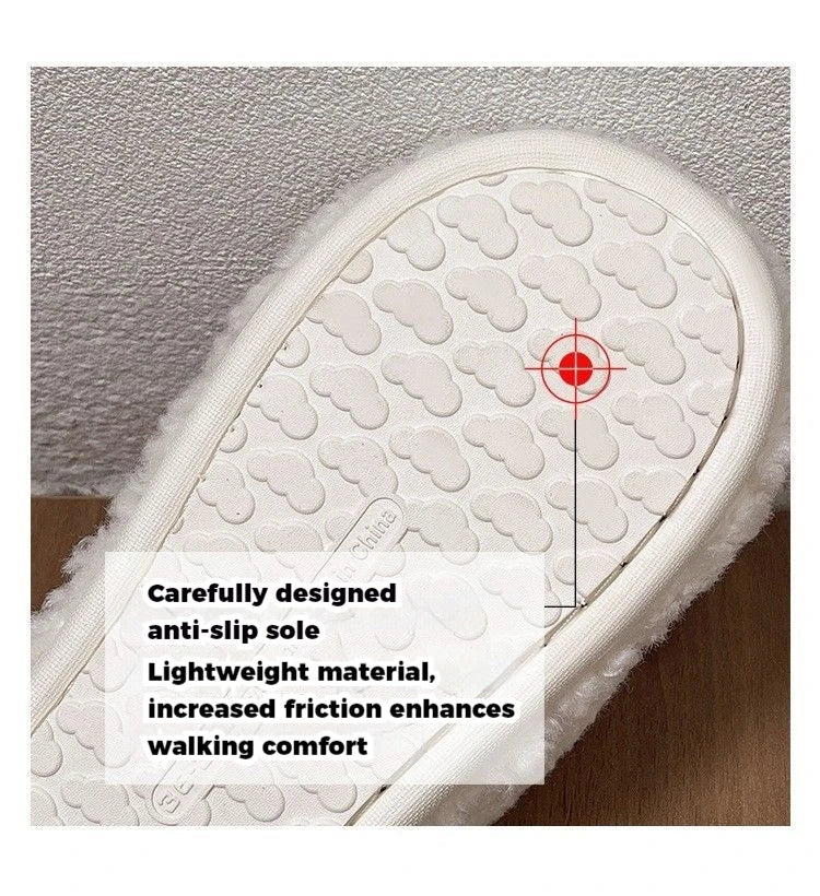 New Sanrio Sweet Hello Kitty Warm Cotton Slippers For Student Dormitory Comfortable One Word Hairy Adult Cotton Slippers