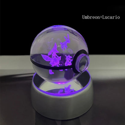 Pokemon 3D Crystal Ball Glastrier Charizard Eternatus Froakie Anime Game Pokeball Led Night Light Base Birthday Gift Home Decora