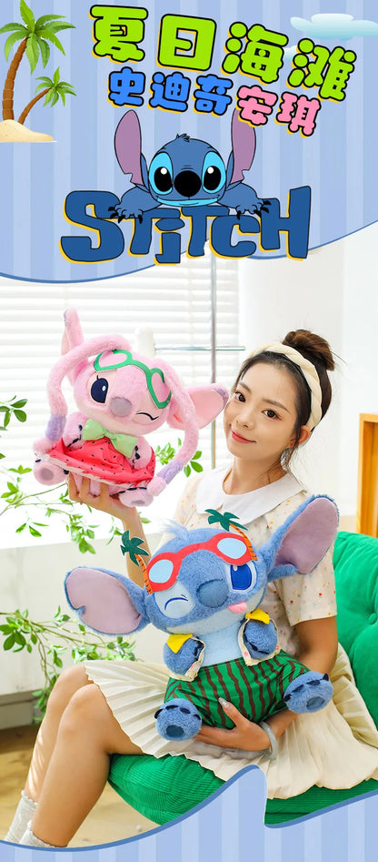 Disney 60cm Summer Watermelon Stitch Kawaii Plush Toy Cartoon Cute Soft Pillow Home Decoration Doll Children's Christmas Gifts