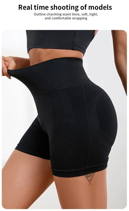 Women Seamless Yoga Shorts Tummy Control Push Up Quick Dry Fitness Gym Cycling Sportwear