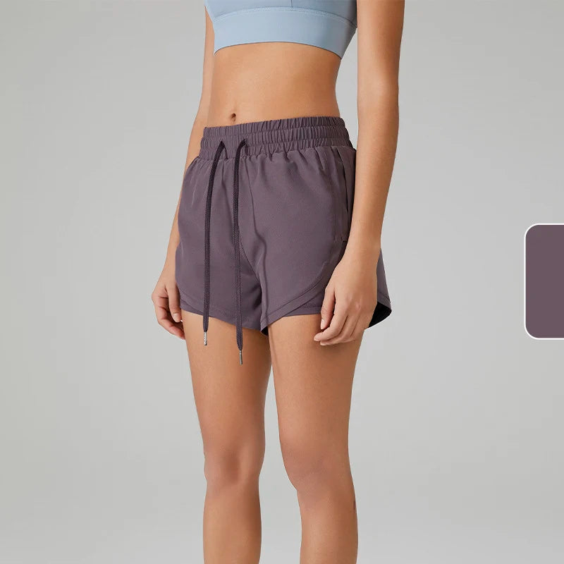 The Codex Women’s Neon Spandex Yoga Shorts Elastic Running Workout Leggings Gym Fitness Sportwear - Purple / XL