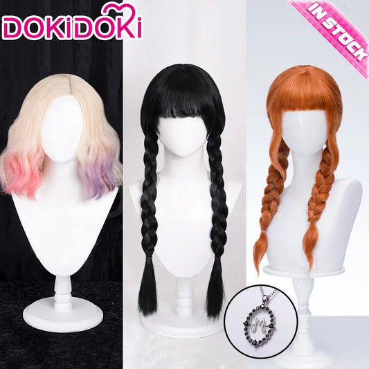IN STOCK Wednesdayy Agnes Enidd Morticiaa Wig Anime DokiDoki Women Halloween Cosplay Long Hair High Heat Resistant Free Wig Cap