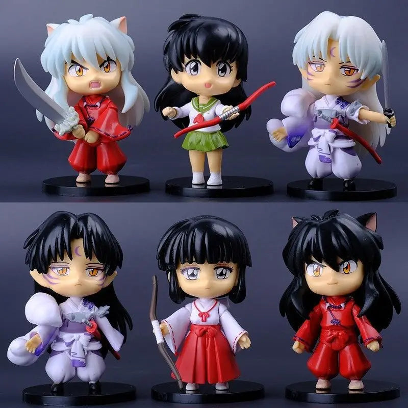 New  Inuyasha Anime Figure Higurashi Kagome Miroku Sesshoumaru Action Figure Q Version Toys Pvc Model Doll  Gifts for Kids