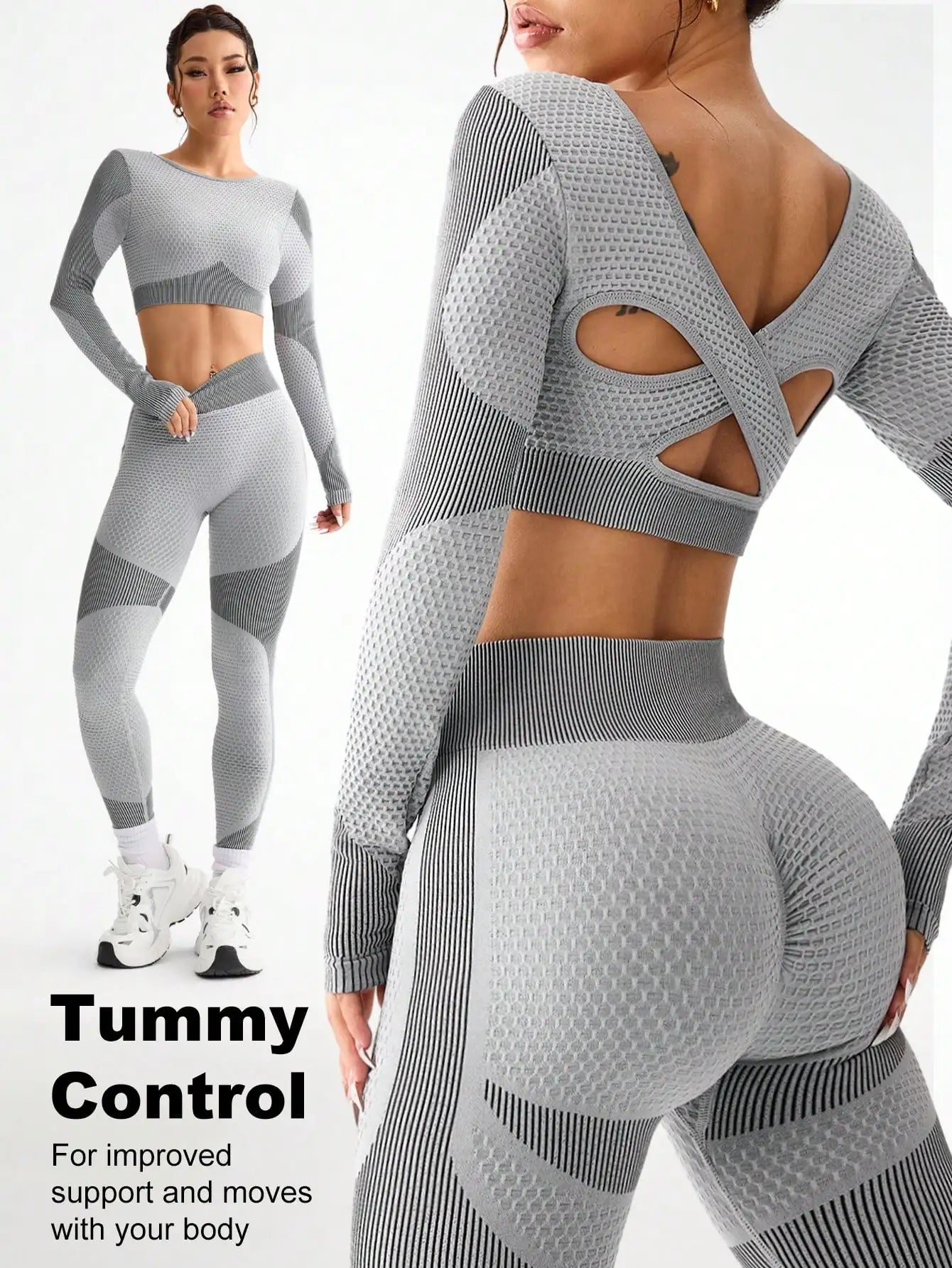 2pcs Women’s Seamless Breathable Sports Yoga Running Fitness Suit