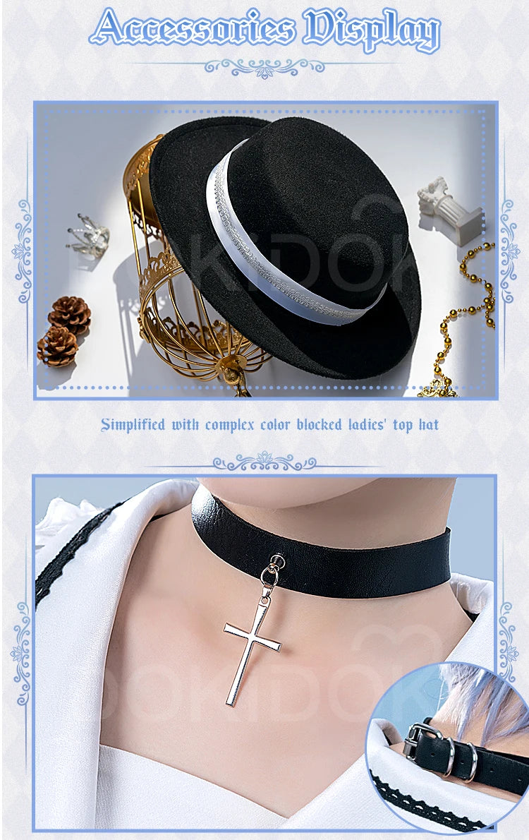 IN STOCK Asukaa Reii Cosplay Costume Anime DokiDoki-R Wome Black White Gothic Dress Asukaa Cosplay Halloween Costume