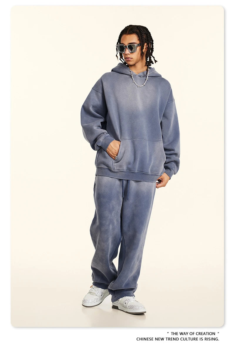 ZODF Autumn Winter Monkey Washed Fleece Hoodies For Men Unisex Basic 360gsm Warm Knitted Hooded Pullovers Coats HY0903