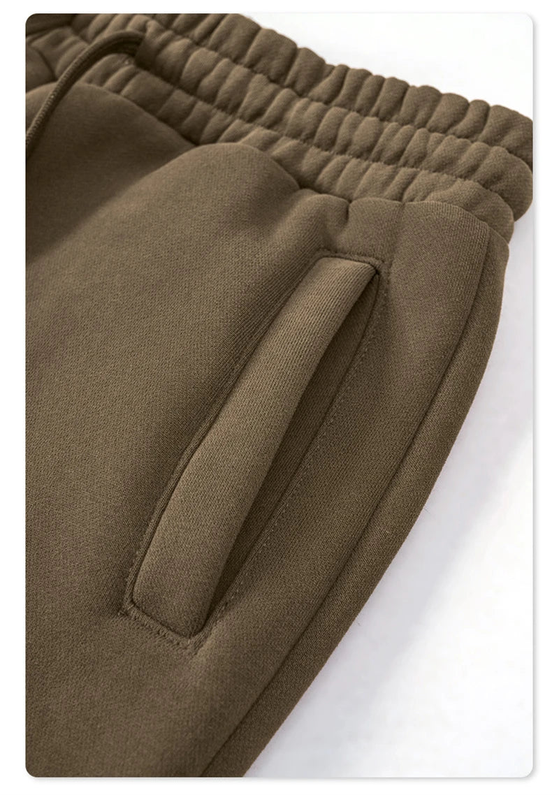 ZODF 345gsm Fleece Straight Pants for Men Unisex Loose Comfortable Sport Trousers Autumn Winter HY0864