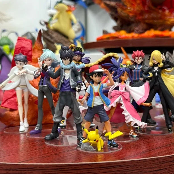 8pcs Anime PokéMon Figure Ash Ketchum Action Figures Iris Figurine Pvc Doll Desk Decora Statue Collection Model Christmas Gifts