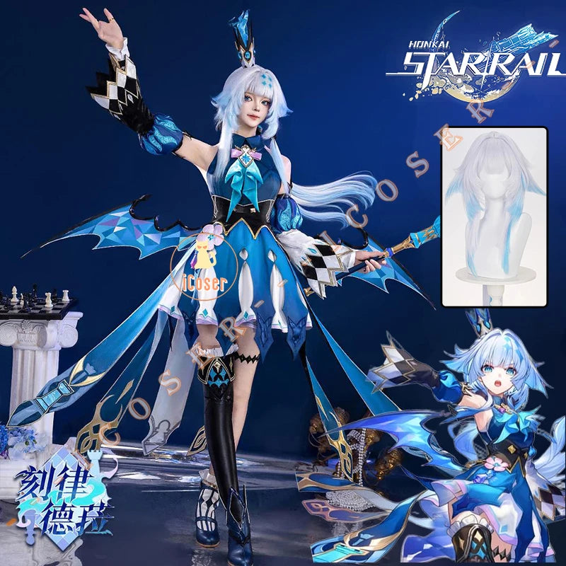 Honkai Star Rail Cerydra Cosplay Costume Wig Dress Uniform Crown Headwear Festival Halloween Party for Women Girls Carnival Prop