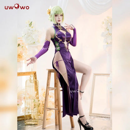 IN STOCK UWOWO C.C. Cosplay Codee Geasss: C.C. CC Purple Cheongsam Cosplay Costume Purple Dress Halloween Costume