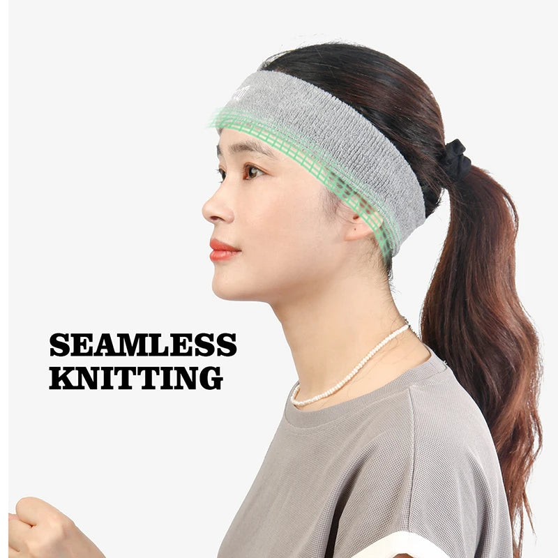 Sports Fitness Cotton Knitted Headband Sweat-Absorbent Breathable Towel for Tennis Badminton Basketball Cycling Running