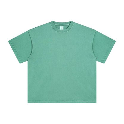 ZODF Men 2024 Retro Summer Washed Solid Cotton T-Shirts Unisex Retro Loose High Street 250gsm Basic Tees Streerwears HY0075