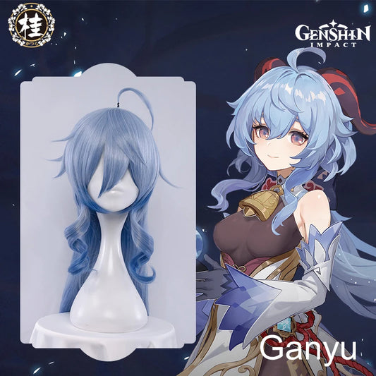 PRE-SALE UWOWO Game Genshin Impact Ganyu Cosplay Wig 80cm Long Blue Gradient Gan Yu Cosplay Hair Wigs Gan Yu Cosplay Hair