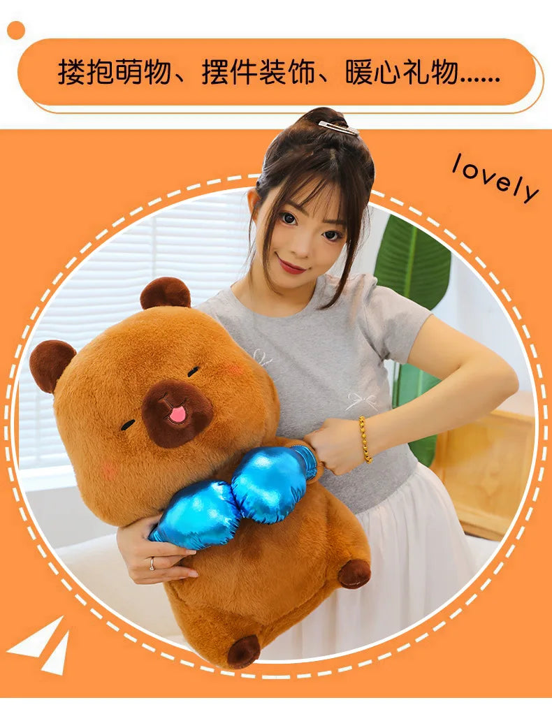 Plush Capybara Boxing Toy Stuffed Animal Cute Cuddly Pillow Decor for Kids Birthday Xmas Gift Wholesale Plush Toy Stuffed Animal