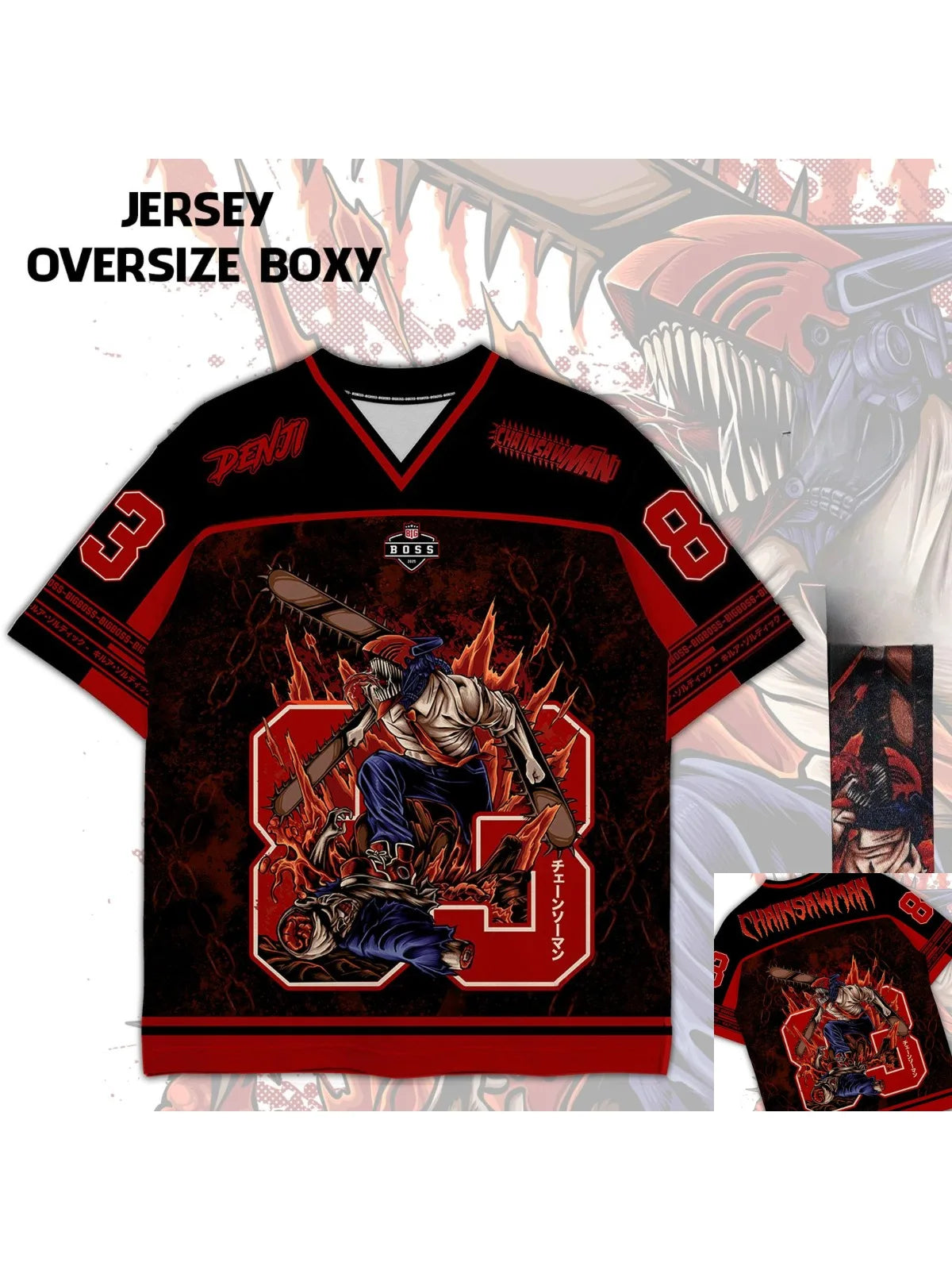 83 Jersey Chainsawman Denji Anime Series Jersey Korean Style Kpop Baseball Hockey Oversize T-shirt Anime Daily Unisex Tops Tee