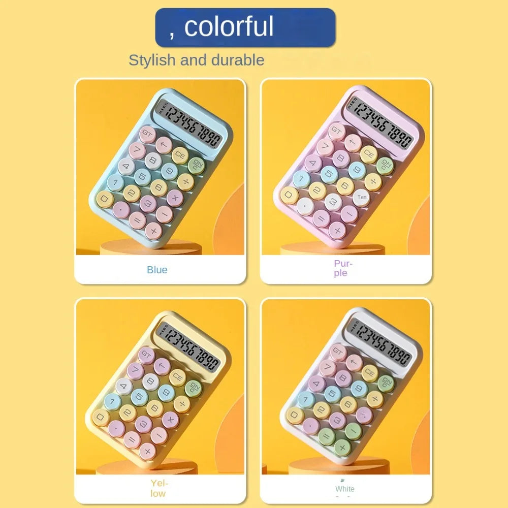 Keyboard Calculator Office 10-digit Mechanical Buttons Calculator Cute Candy Color School Supplies Students/Finance Stationery