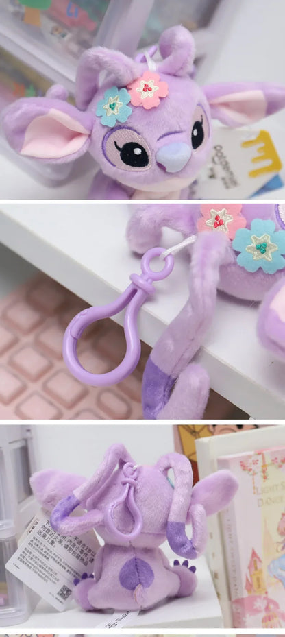 Hot Kawaii Disney Stitch Angel Plush Stuffed Toys Purple Anime Lilo&Stitch Doll Cute Keychain Pendant Birthday Gift For Kid Girl