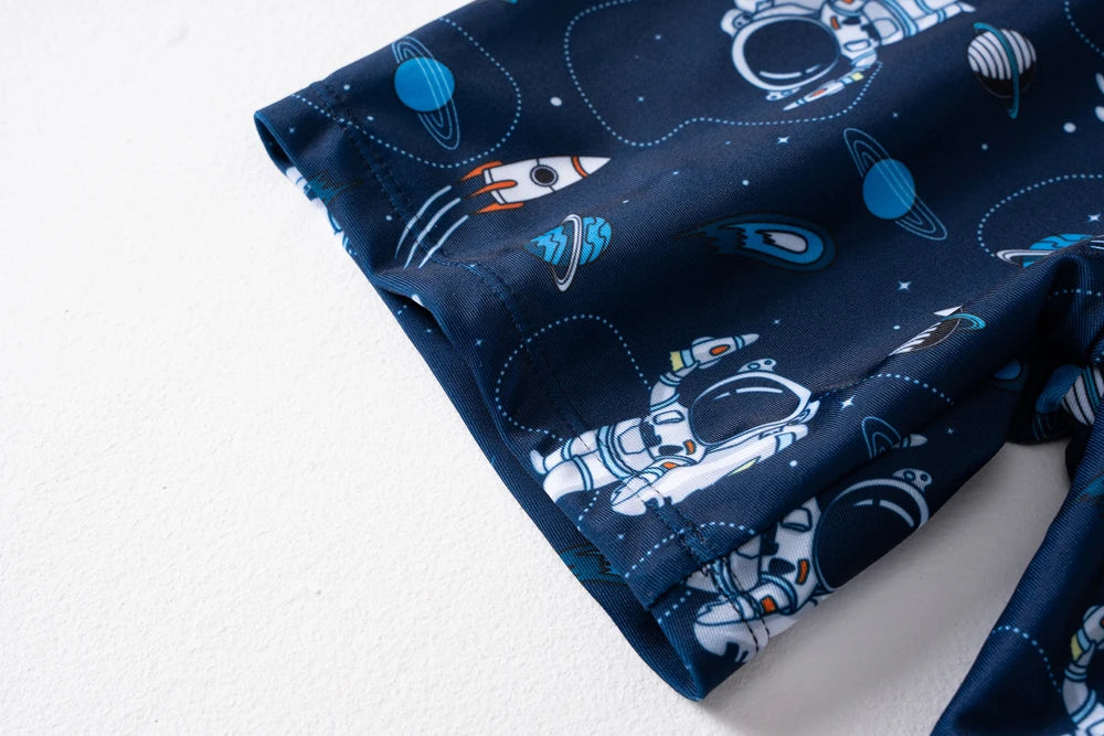 Boys Swimsuit 2025 3-Pieces Set Cute Cartoon Shark Print Kids Beach Suit Short Sleeve Swimwear with Swim Hat Toddler BeachWear