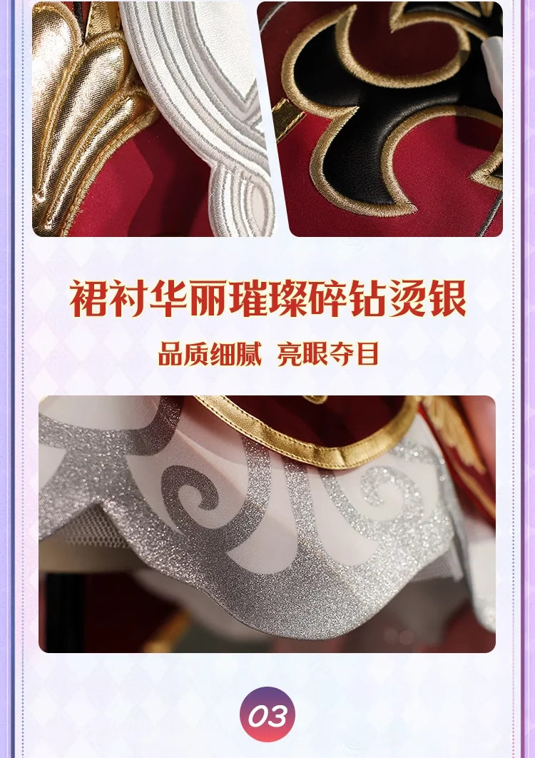 iCoser Honkai Star Rail Hyacine Cosplay Costume Wig Dress Uniform Hat Metal Props Amphoreus Halloween Party for Women Girls Set