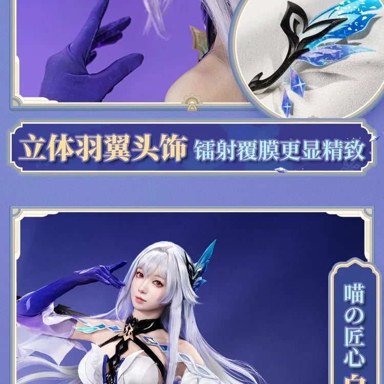 iCoser Genshin Impact Skirk Cosplay Costume Wig Dress New Skin Uniform Headwear Metal Props Halloween Party Women Girls Carnival