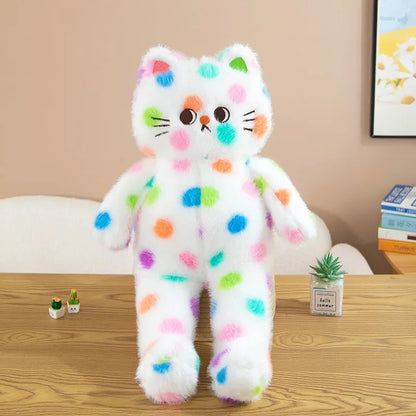 45-80cm Kawaii Wave Point Cat Plush Toy Doll Pillow Cushion Cartoon White Red Large Size Sleeping Plush Doll Gift for Girlfriend