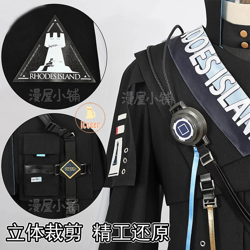 Arknights Aefanyl Logos Cosplay Costume Wig Uniform Earrings Ears Rhodes Island Elite Operator Halloween Party Women Men iCoser